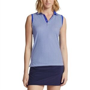 NEW Ralph Lauren RLX Airflow Sleeveless Golf Polo Women’s XS Blue Geo